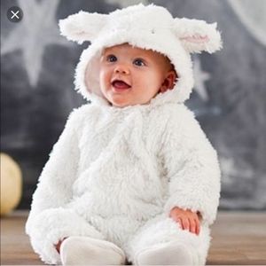 Pottery Barn White Lamb Jumper 6-12 mos